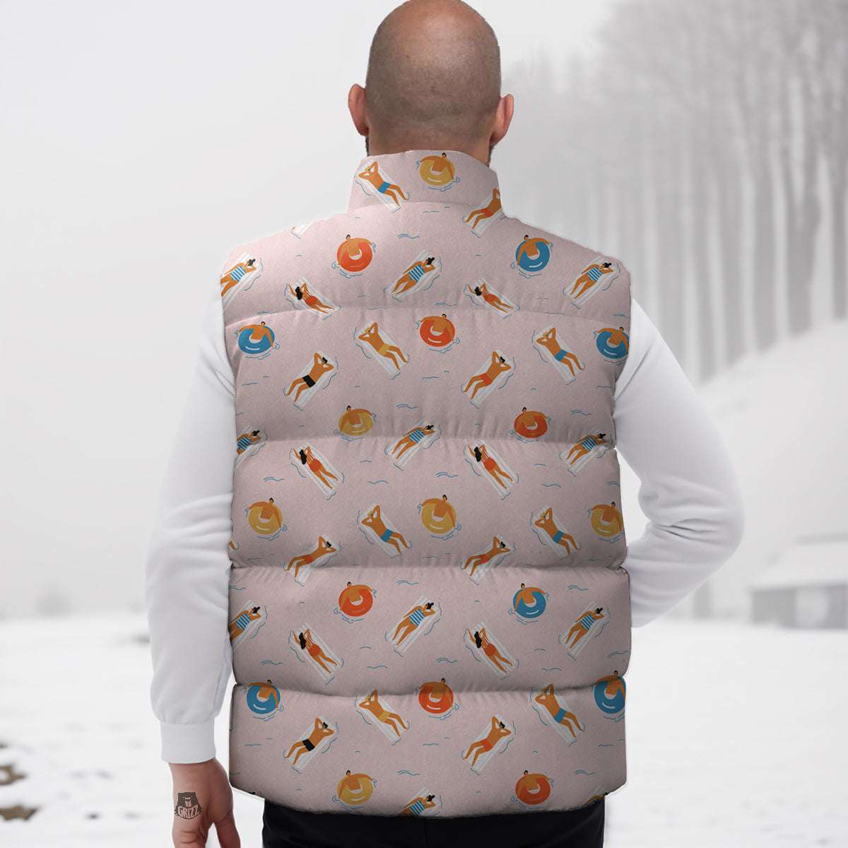 Summer Time Relixing Print Pattern Down Vest-grizzshop