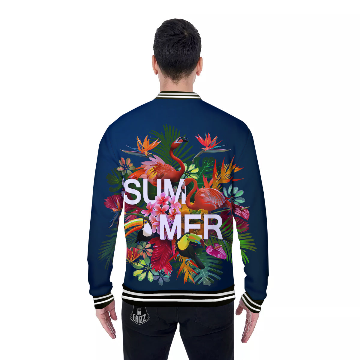 Summer Tropical Birds And Flowers For Travel Print Baseball Jacket-grizzshop