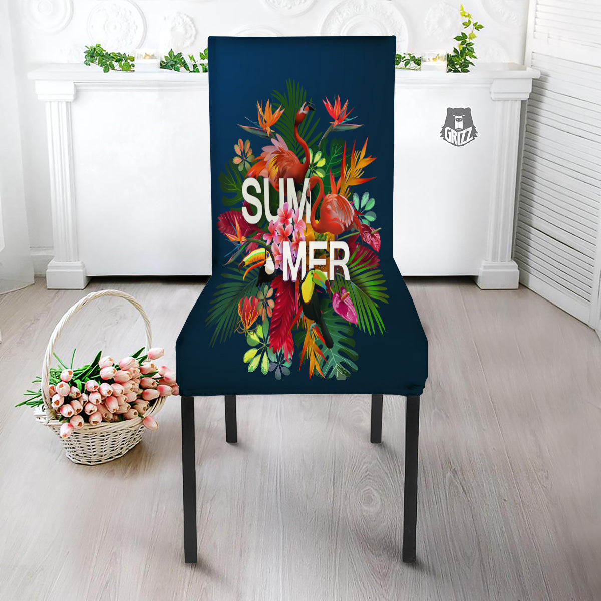Summer Tropical Birds And Flowers For Travel Print Dining Chair Slipcover-grizzshop