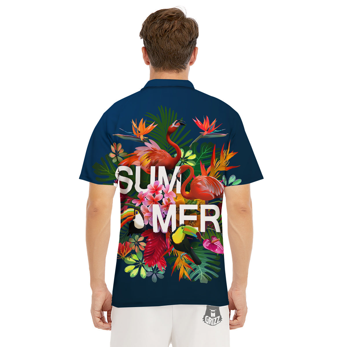Summer Tropical Birds And Flowers For Travel Print Men's Golf Shirts-grizzshop
