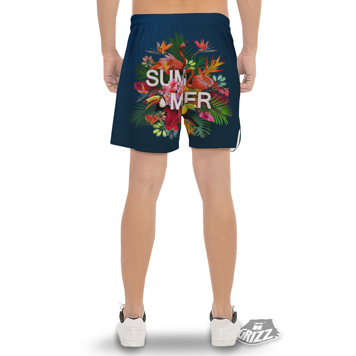 Summer Tropical Birds And Flowers For Travel Print Men's Gym Shorts-grizzshop