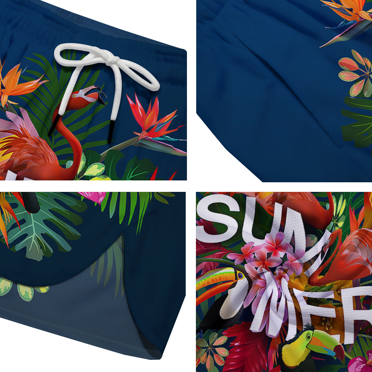 Summer Tropical Birds And Flowers For Travel Print Men's Running Shorts-grizzshop