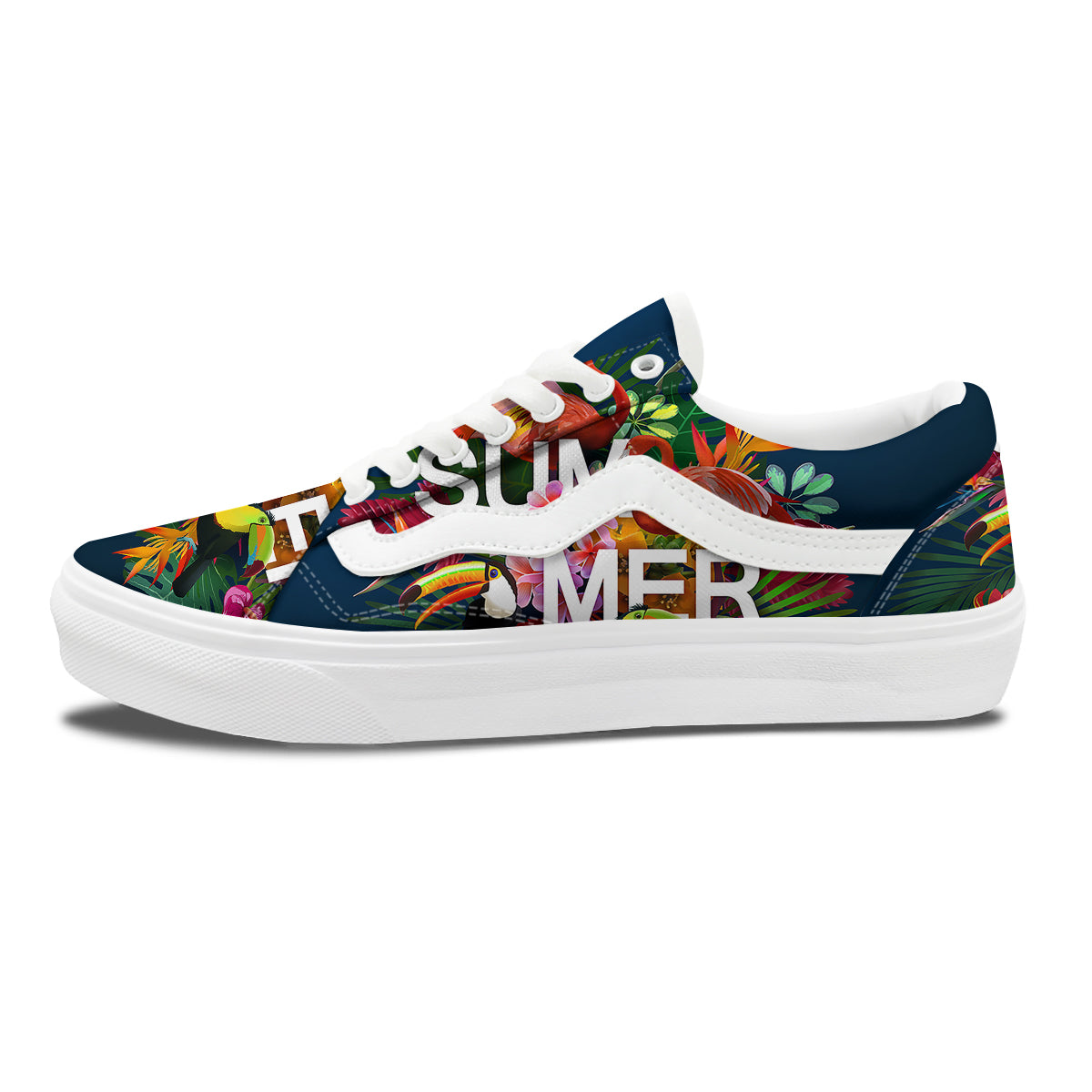 Summer Tropical Birds And Flowers For Travel Print Skate Shoes-grizzshop