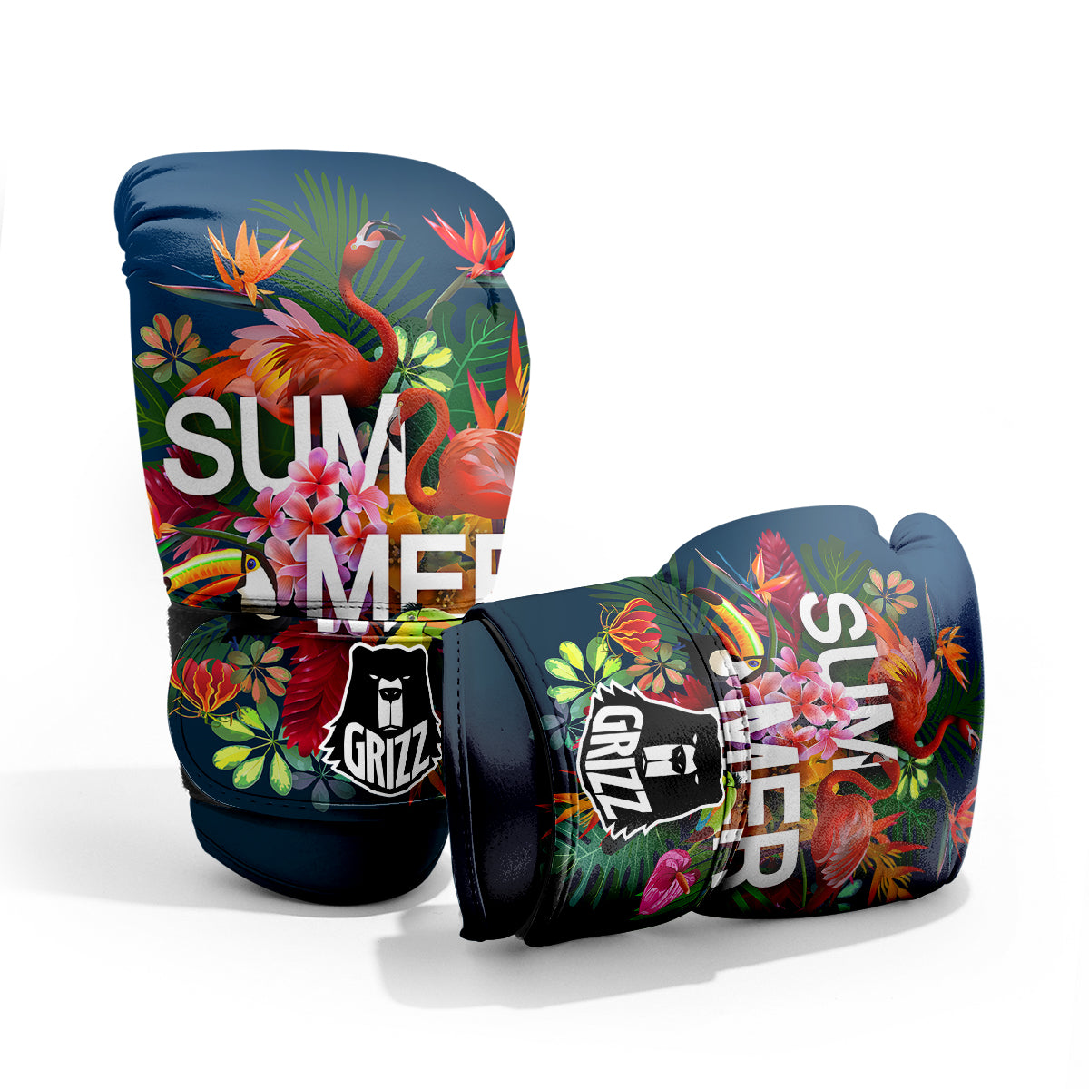 Summer Tropical Birds And Flowers For Travel Print Sparring Gloves-grizzshop