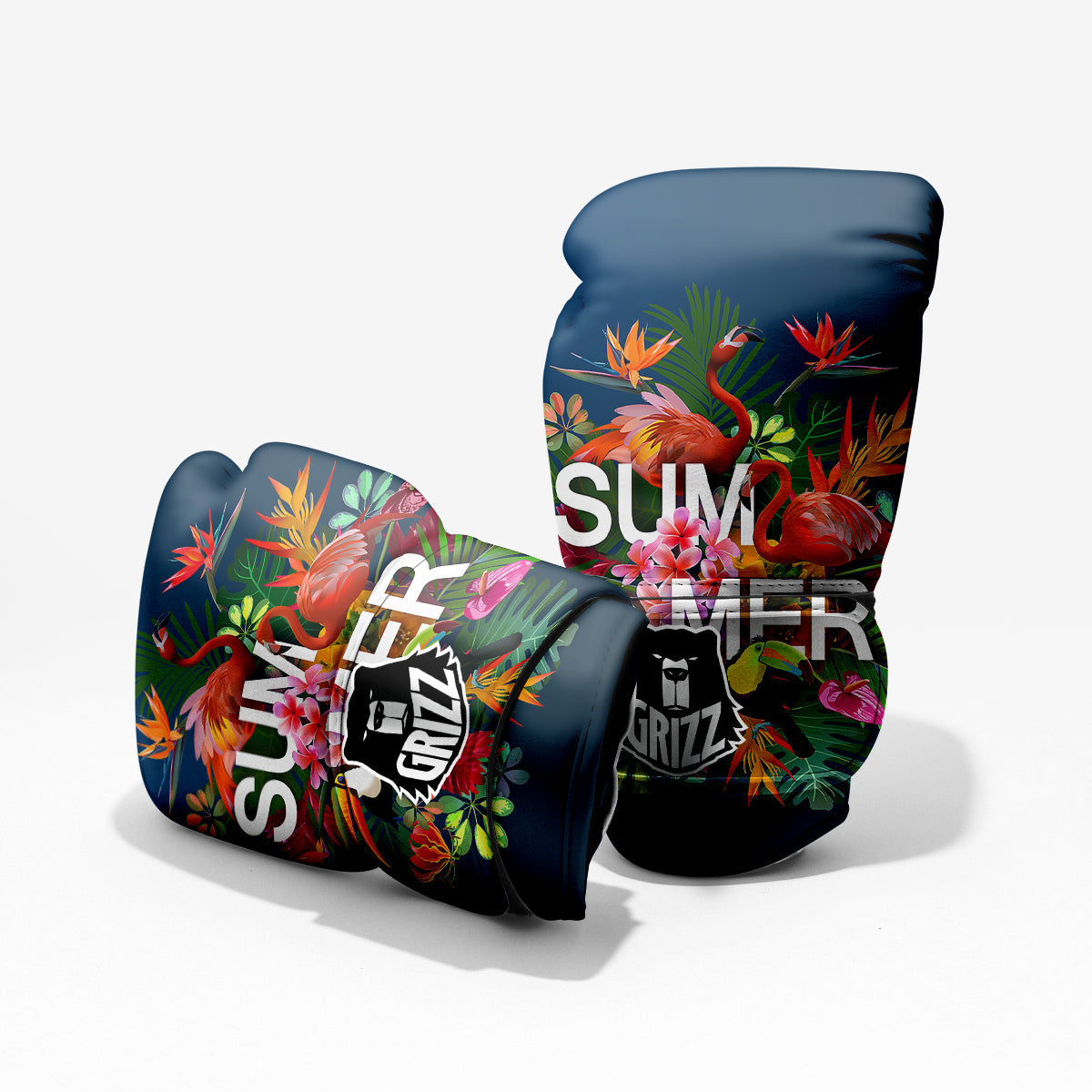 Summer Tropical Birds And Flowers For Travel Print Sparring Gloves-grizzshop