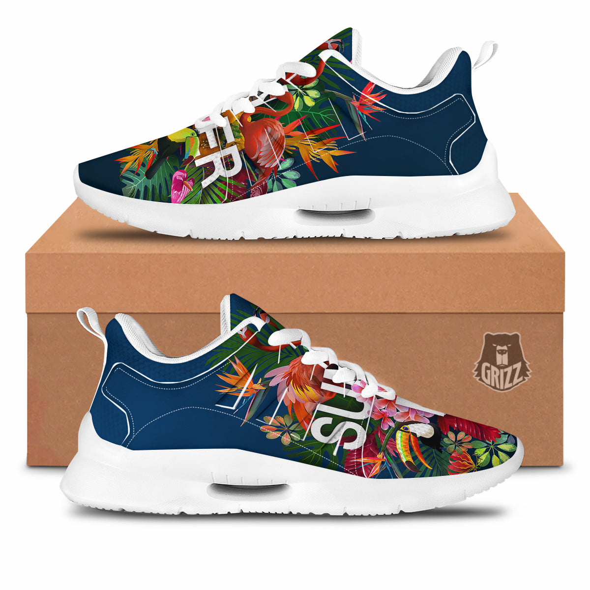 Summer Tropical Birds And Flowers For Travel Print Tennis Shoes-grizzshop