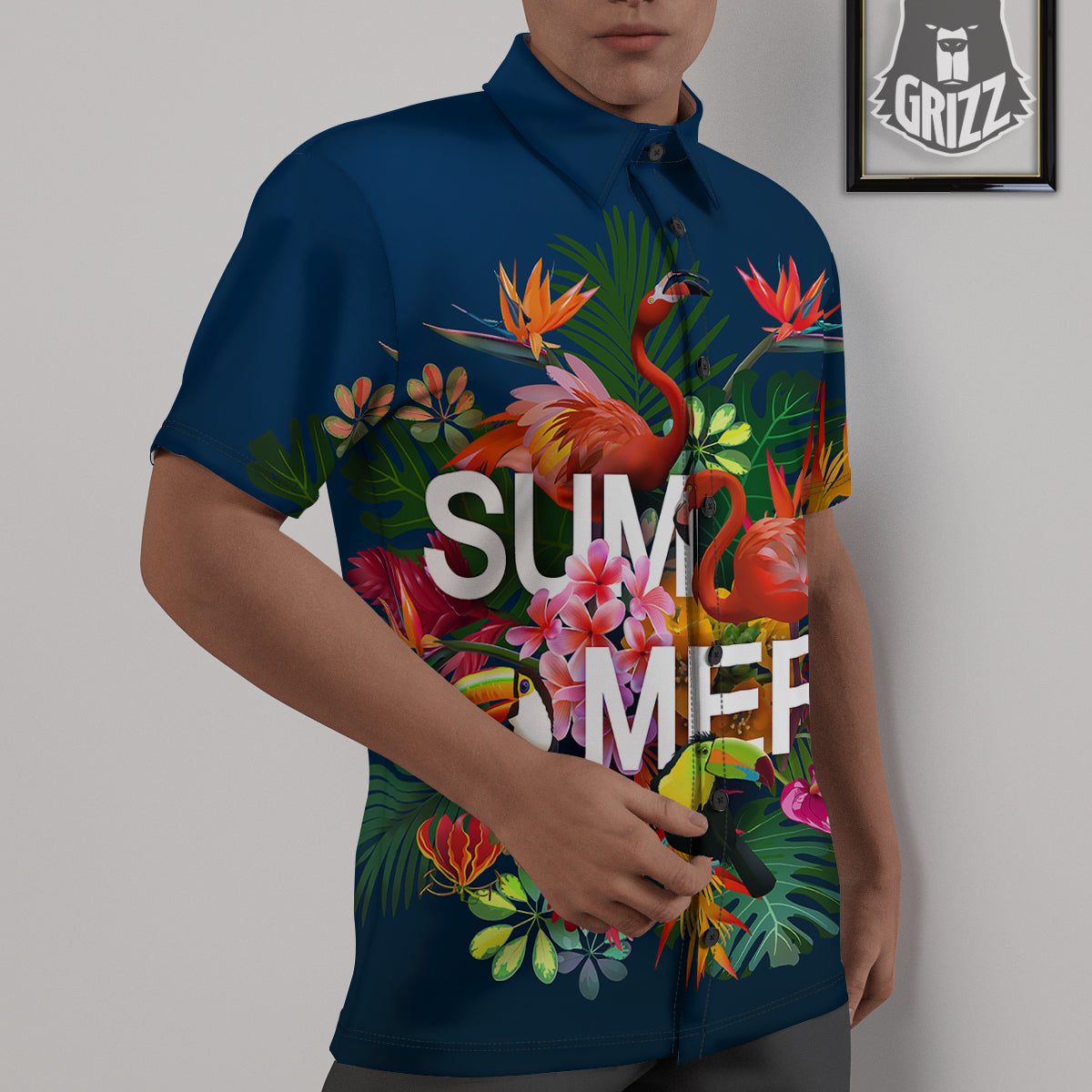 Summer Tropical Birds And Flowers For Travel Print Untucked Shirts-grizzshop