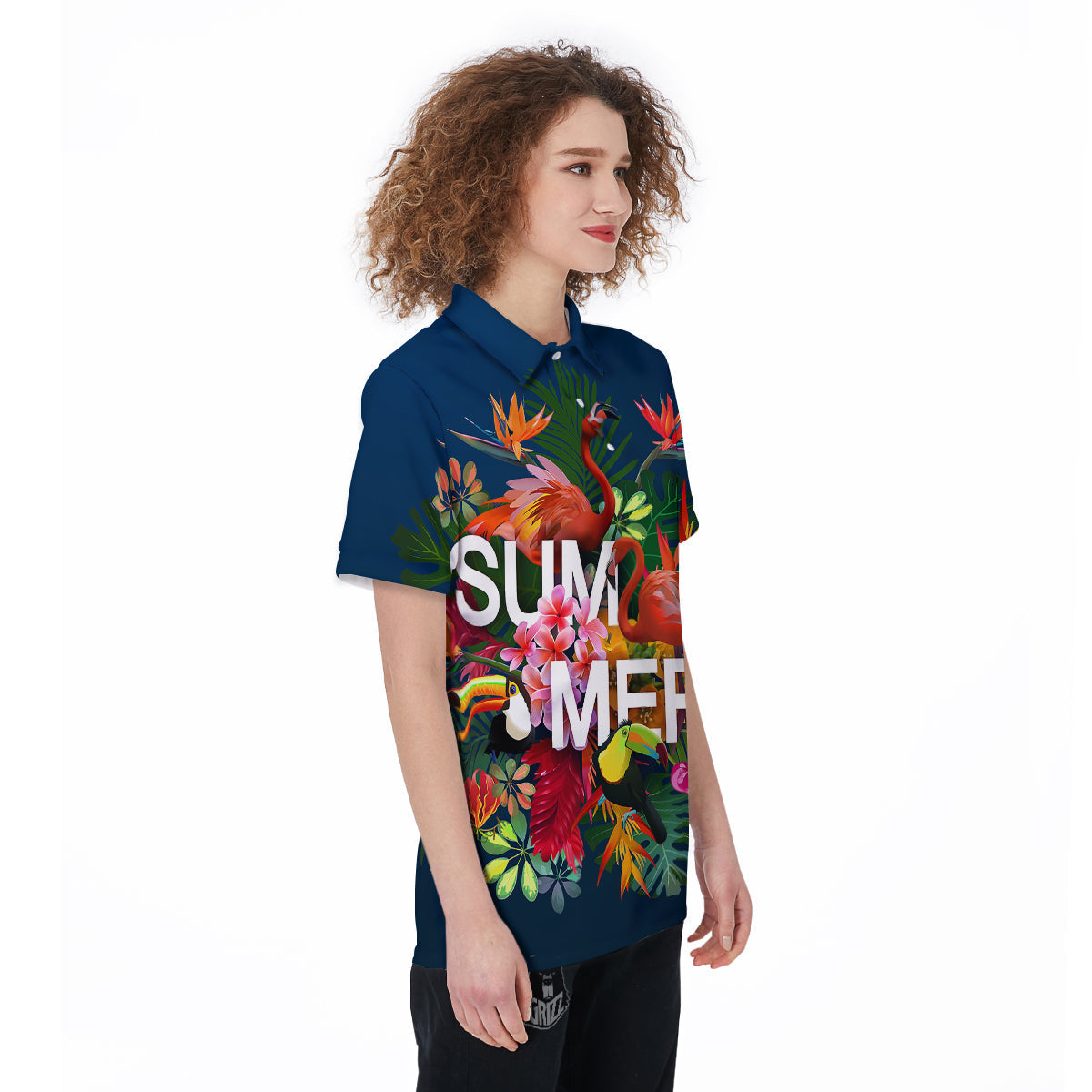 Summer Tropical Birds And Flowers For Travel Print Women's Golf Shirts-grizzshop