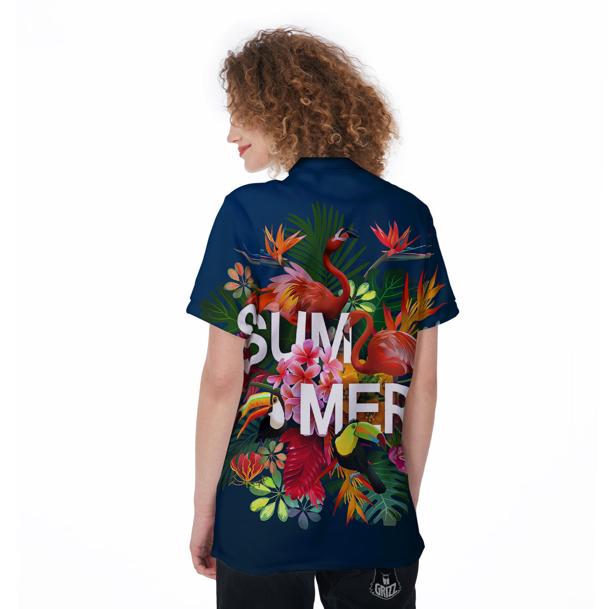 Summer Tropical Birds And Flowers For Travel Print Women's Golf Shirts-grizzshop