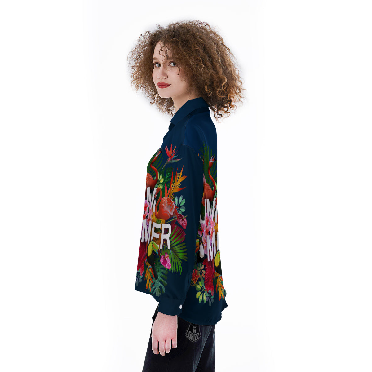 Summer Tropical Birds And Flowers For Travel Print Women's Long Sleeve Shirts-grizzshop