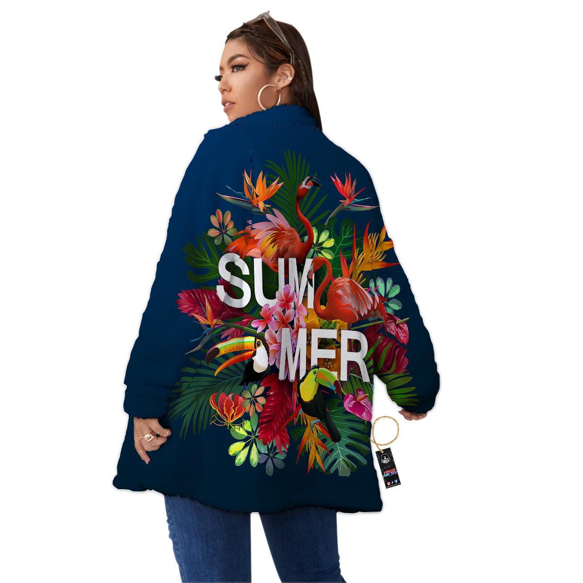 Summer Tropical Birds And Flowers For Travel Print Women's Sherpa Jacket-grizzshop