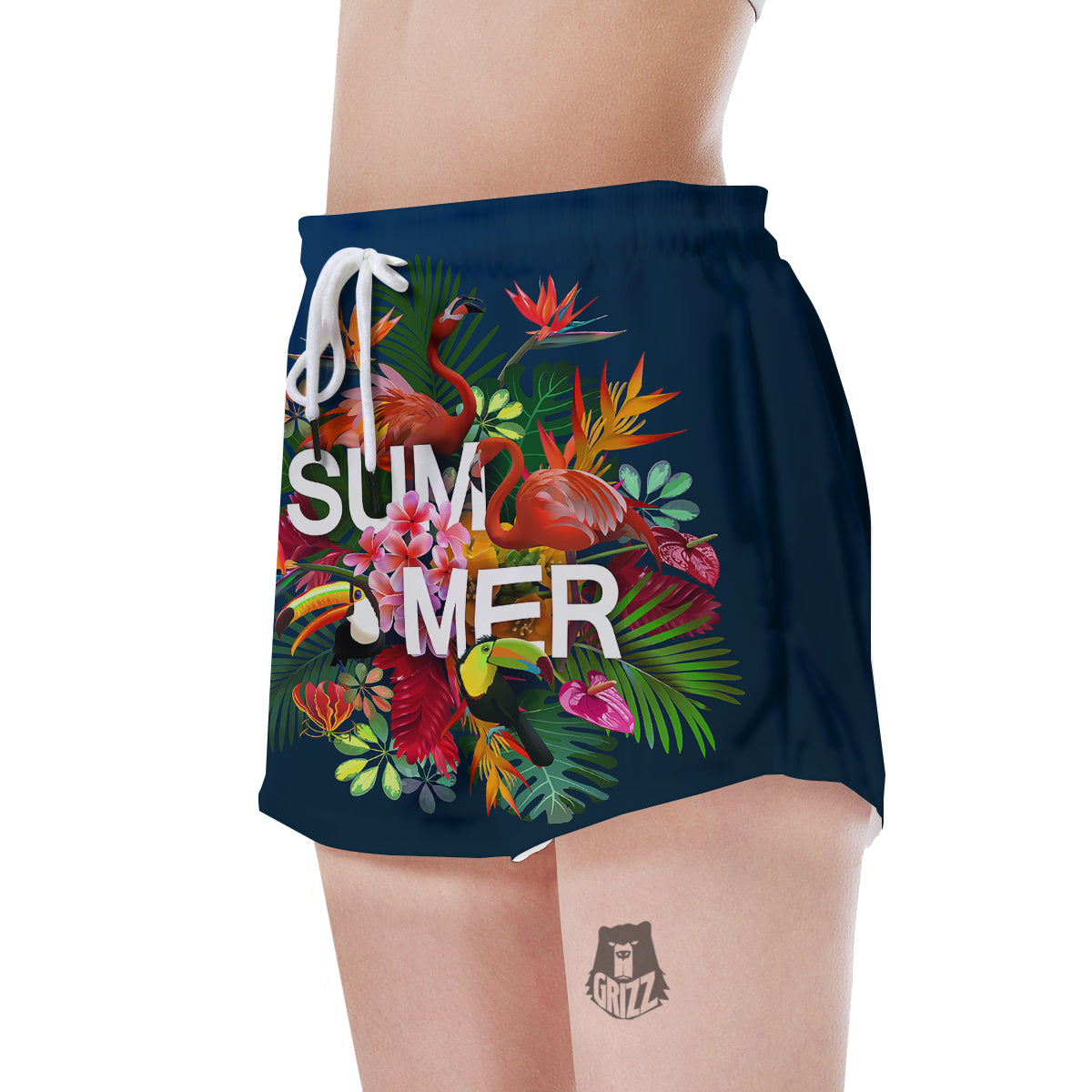Summer Tropical Birds And Flowers For Travel Print Women's Shorts-grizzshop