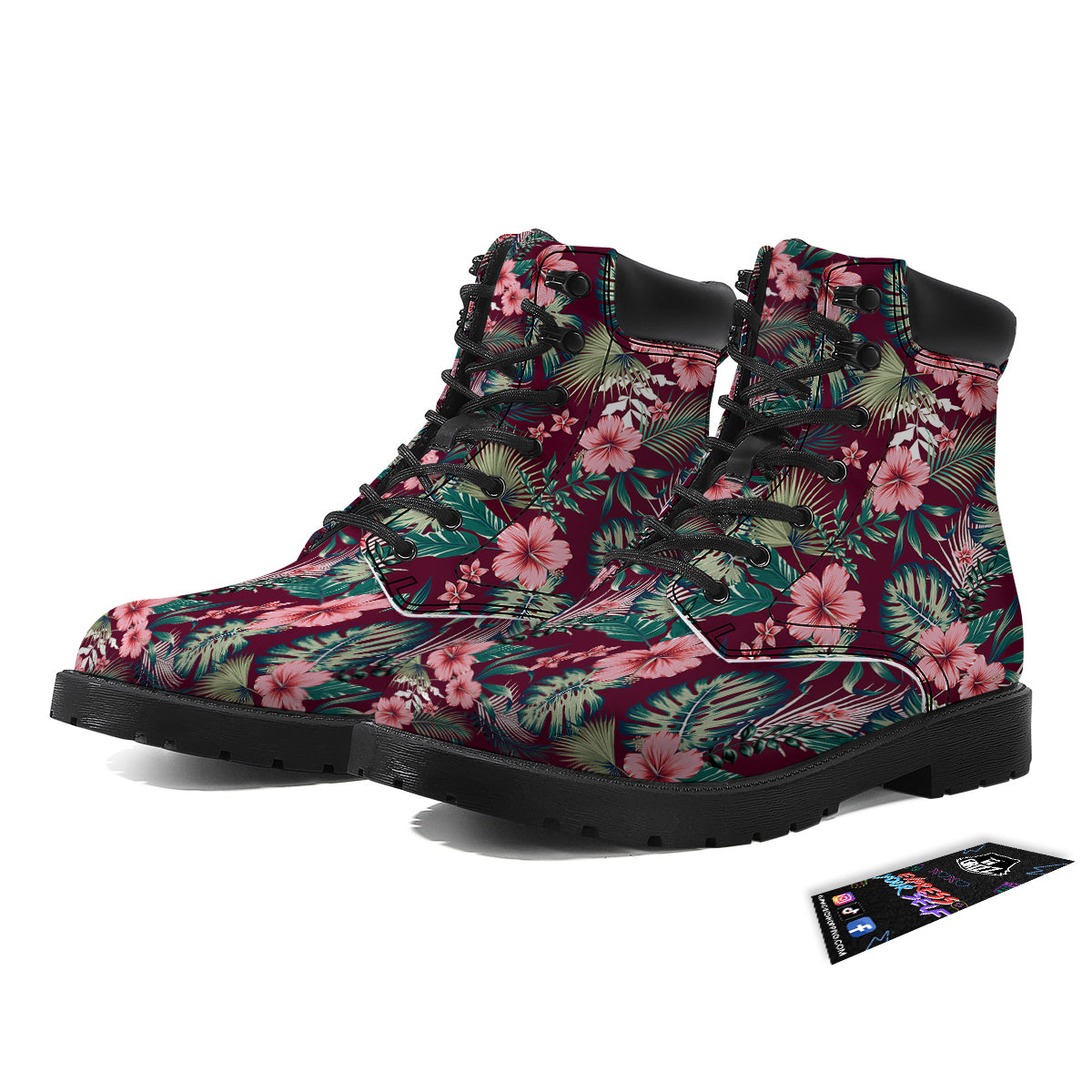 Summer Tropical Print Pattern Boots-grizzshop
