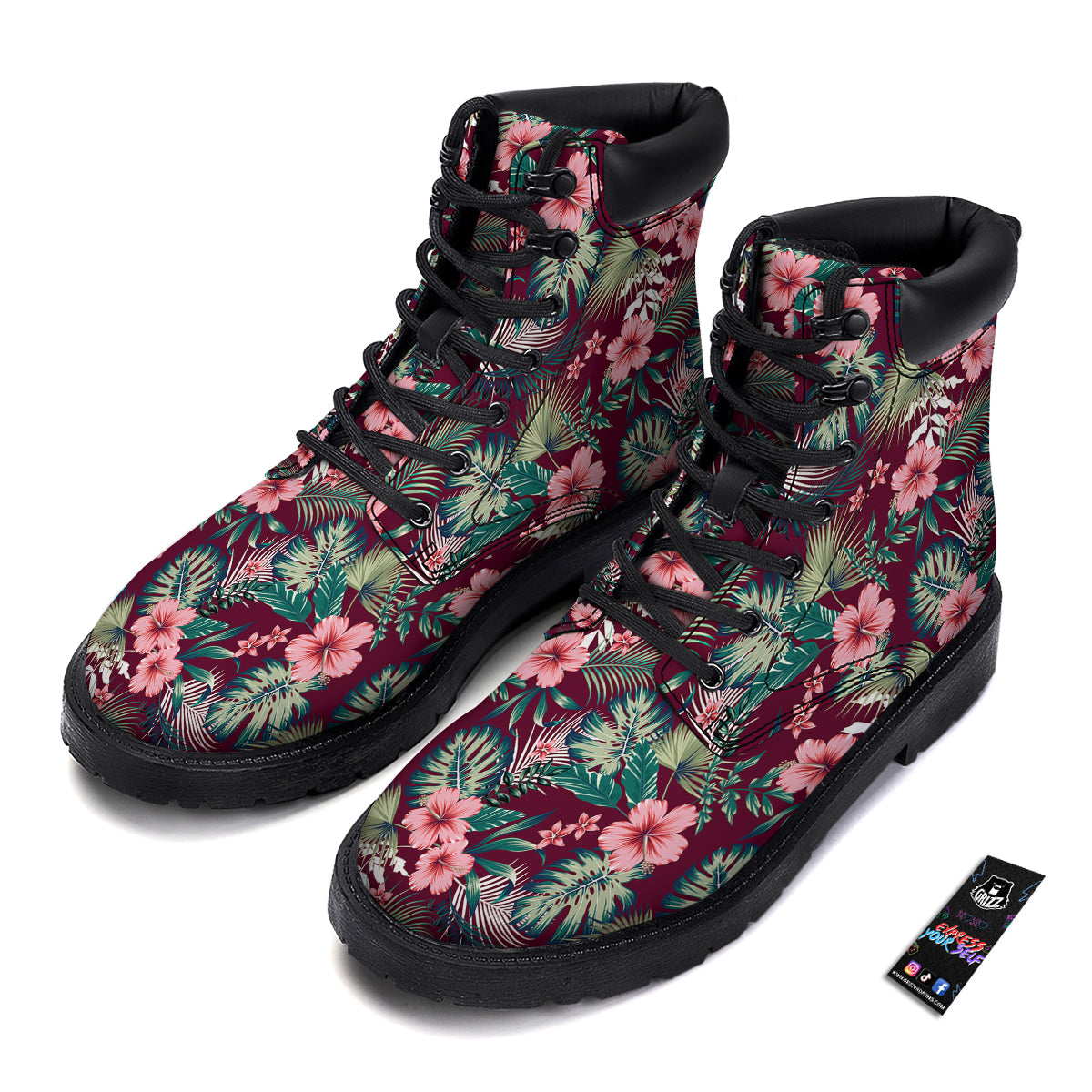 Summer Tropical Print Pattern Boots-grizzshop