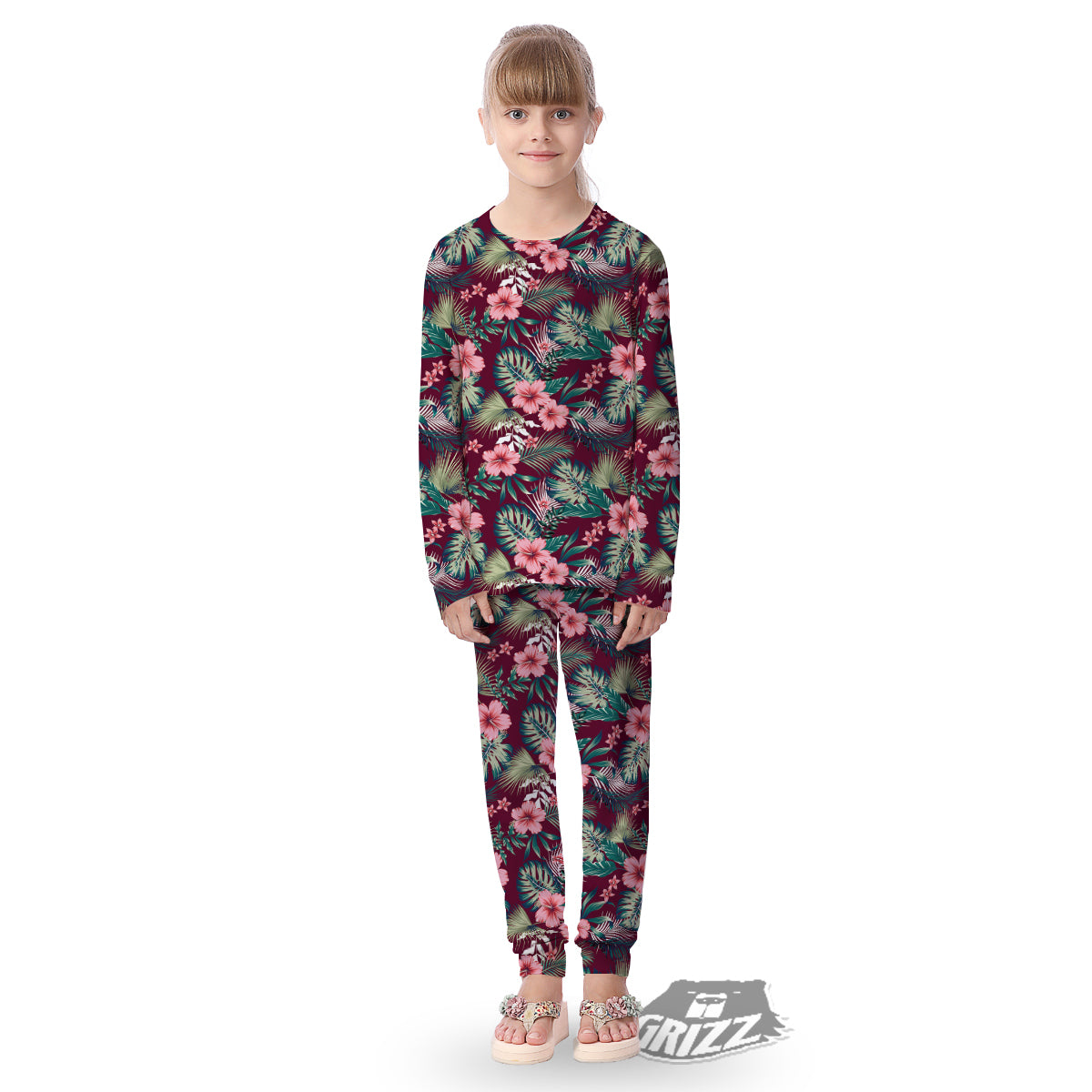 Summer Tropical Print Pattern Kid's Pajamas-grizzshop