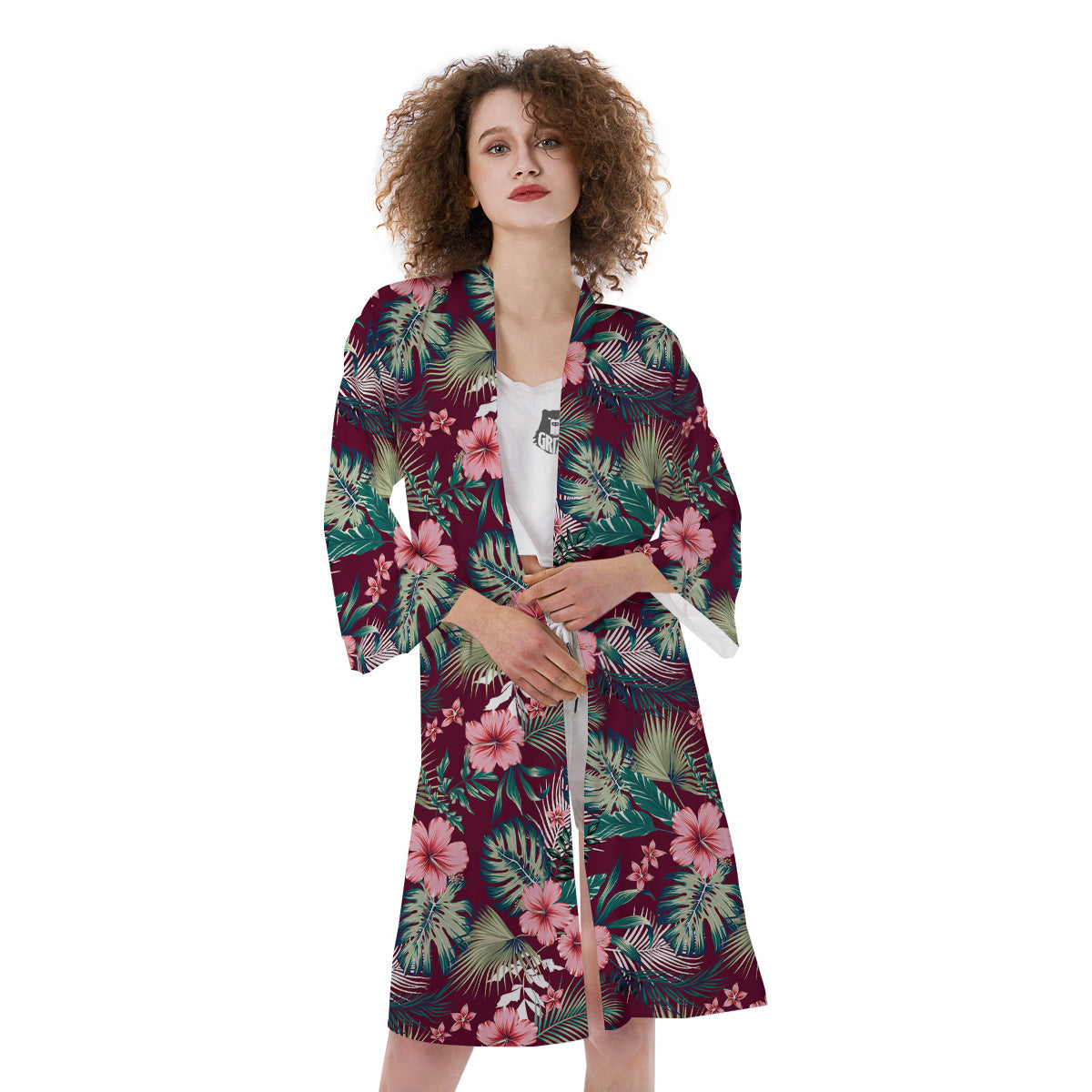 Summer Tropical Print Pattern Kimono-grizzshop