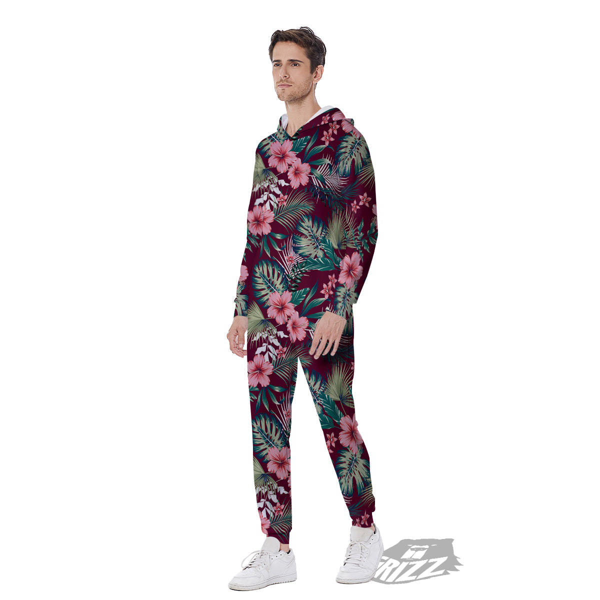 Summer Tropical Print Pattern Men's Jumpsuit-grizzshop