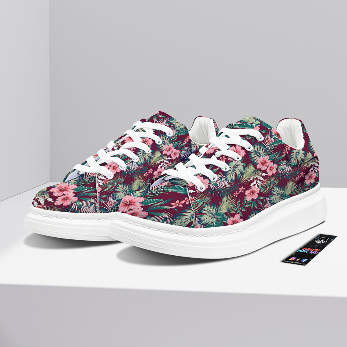 Summer Tropical Print Pattern Platform Shoes-grizzshop