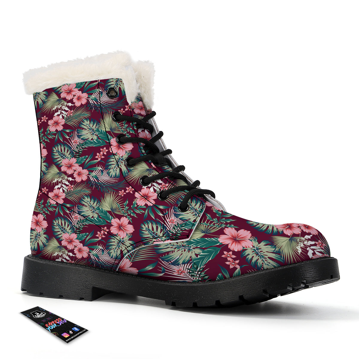 Summer Tropical Print Pattern Winter Boots-grizzshop