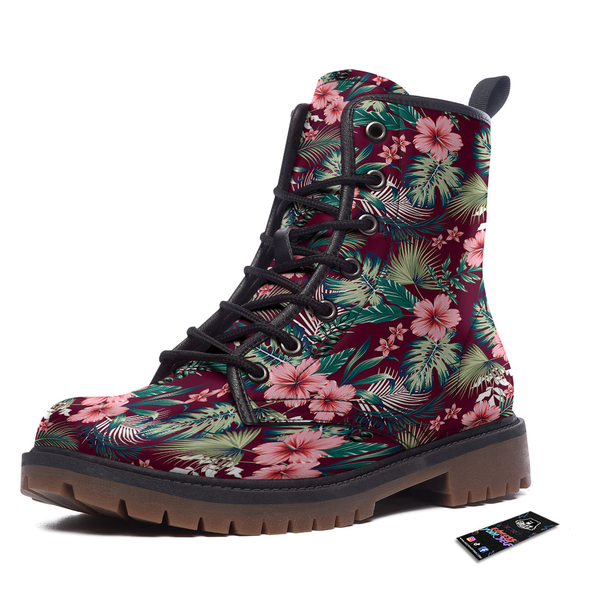 Summer Tropical Print Pattern Work Boots-grizzshop