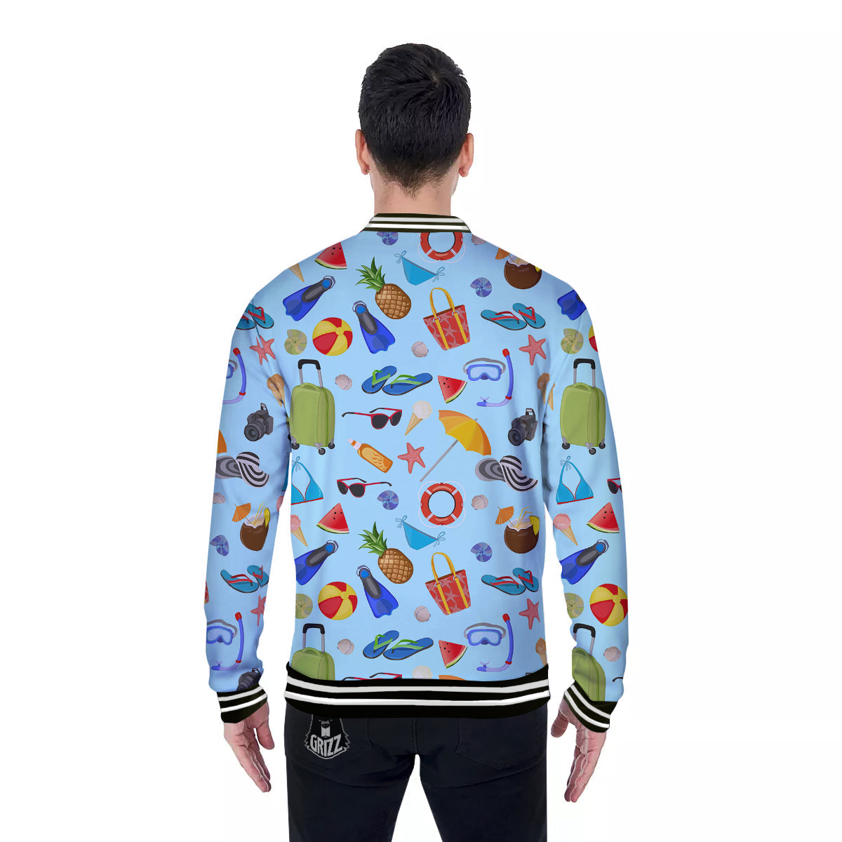 Summer Vacation Travel Print Pattern Baseball Jacket-grizzshop