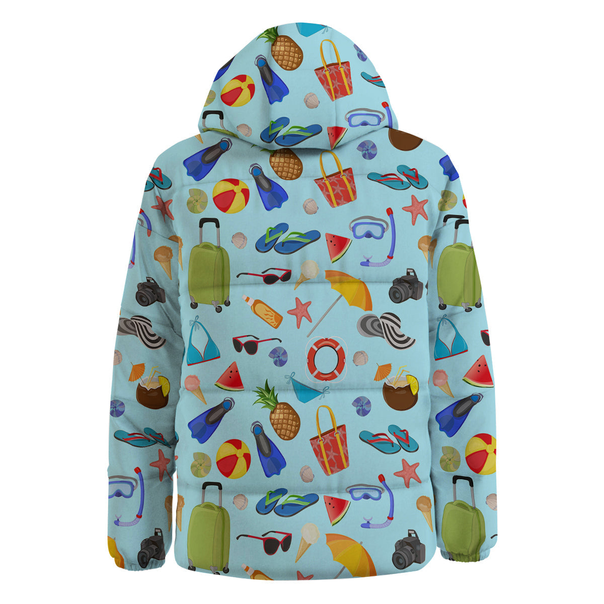 Summer Vacation Travel Print Pattern Down Jacket-grizzshop