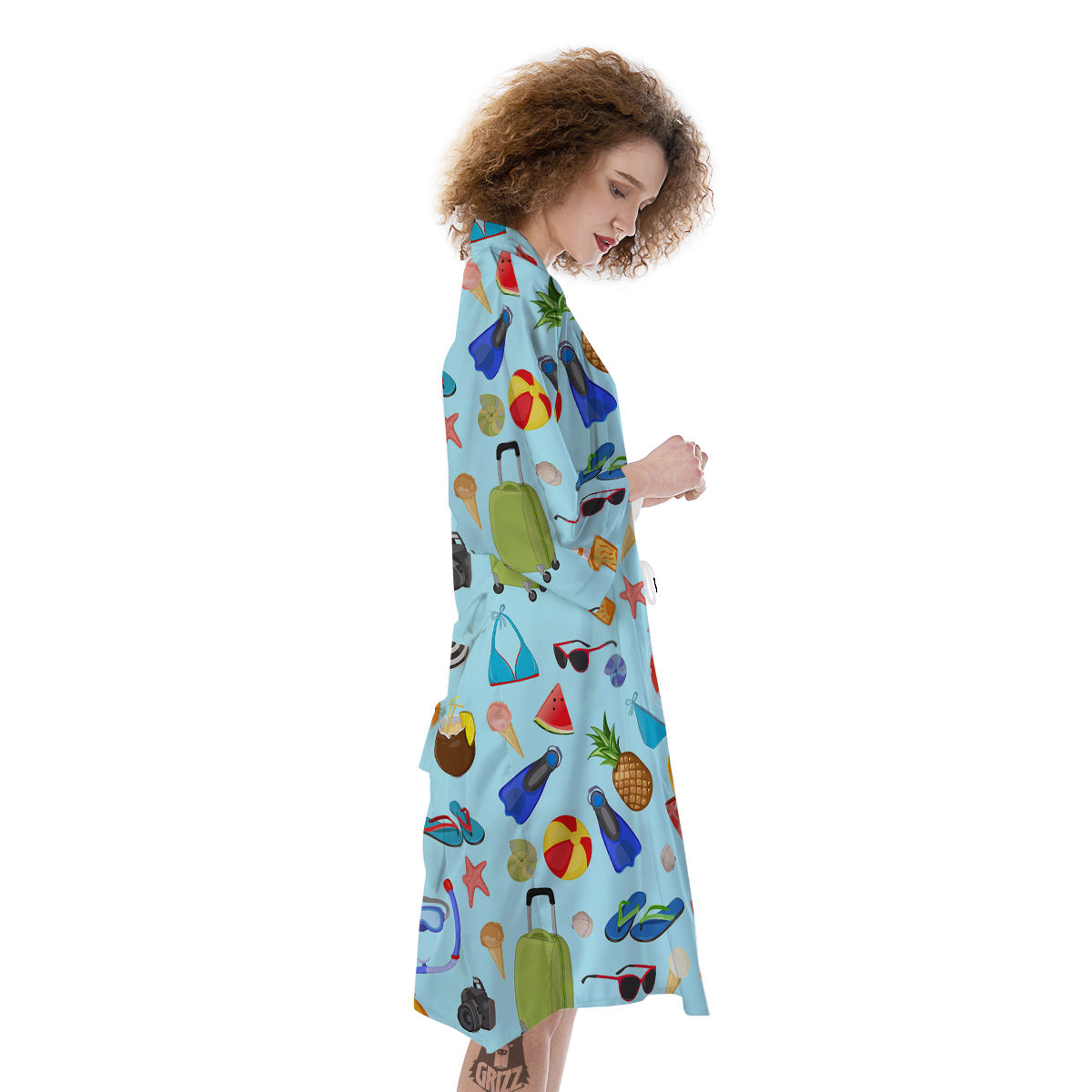 Summer Vacation Travel Print Pattern Kimono-grizzshop