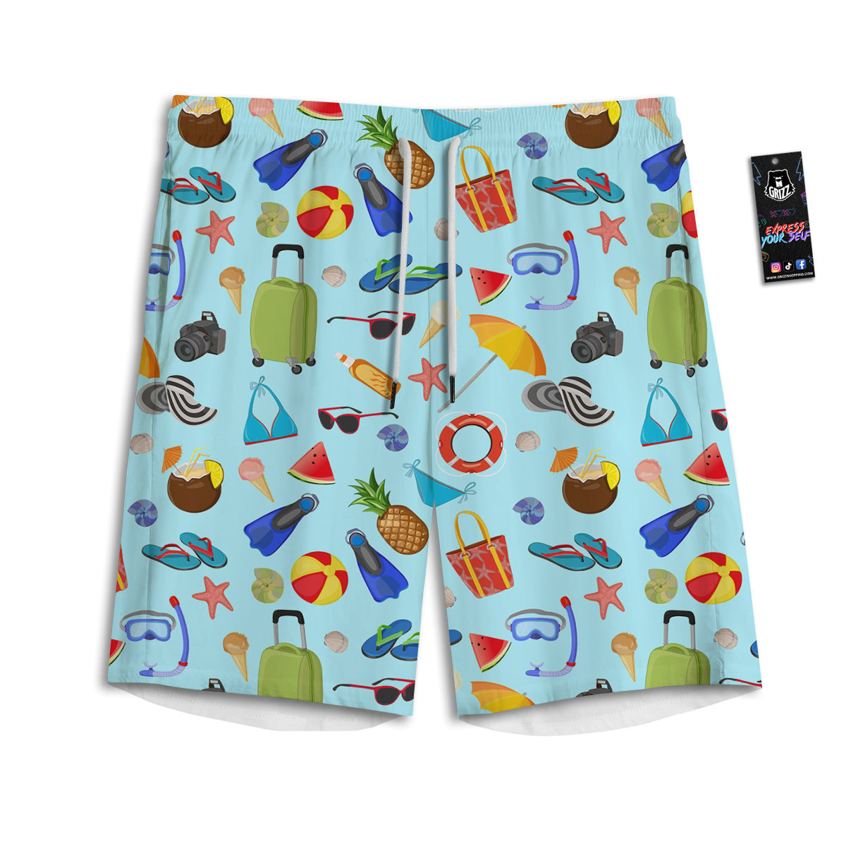 Summer Vacation Travel Print Pattern Men's Athletic Shorts