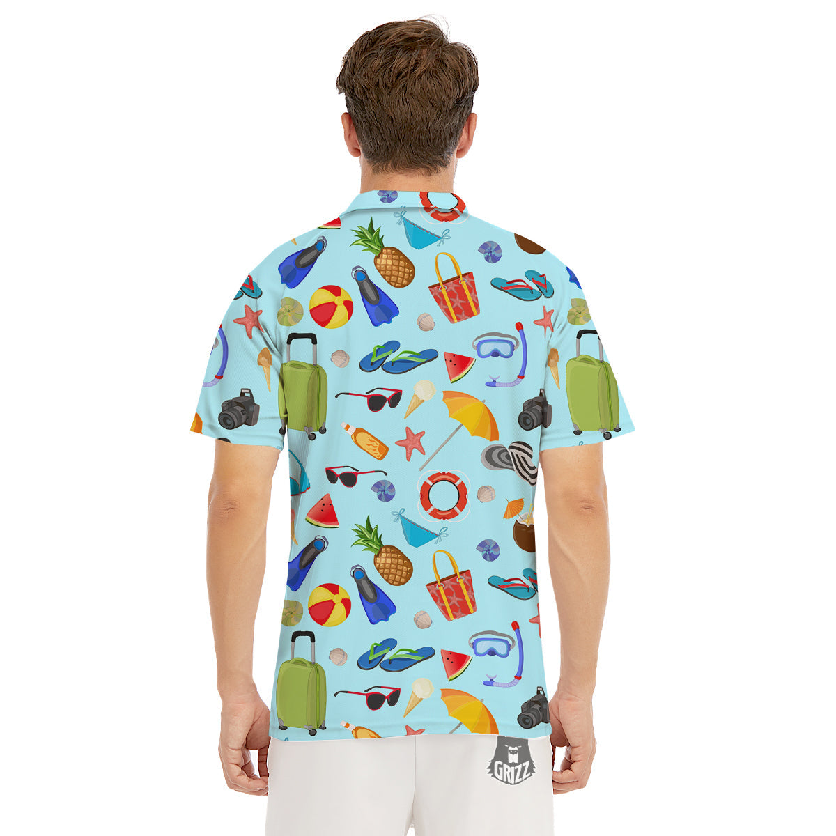 Summer Vacation Travel Print Pattern Men's Golf Shirts-grizzshop
