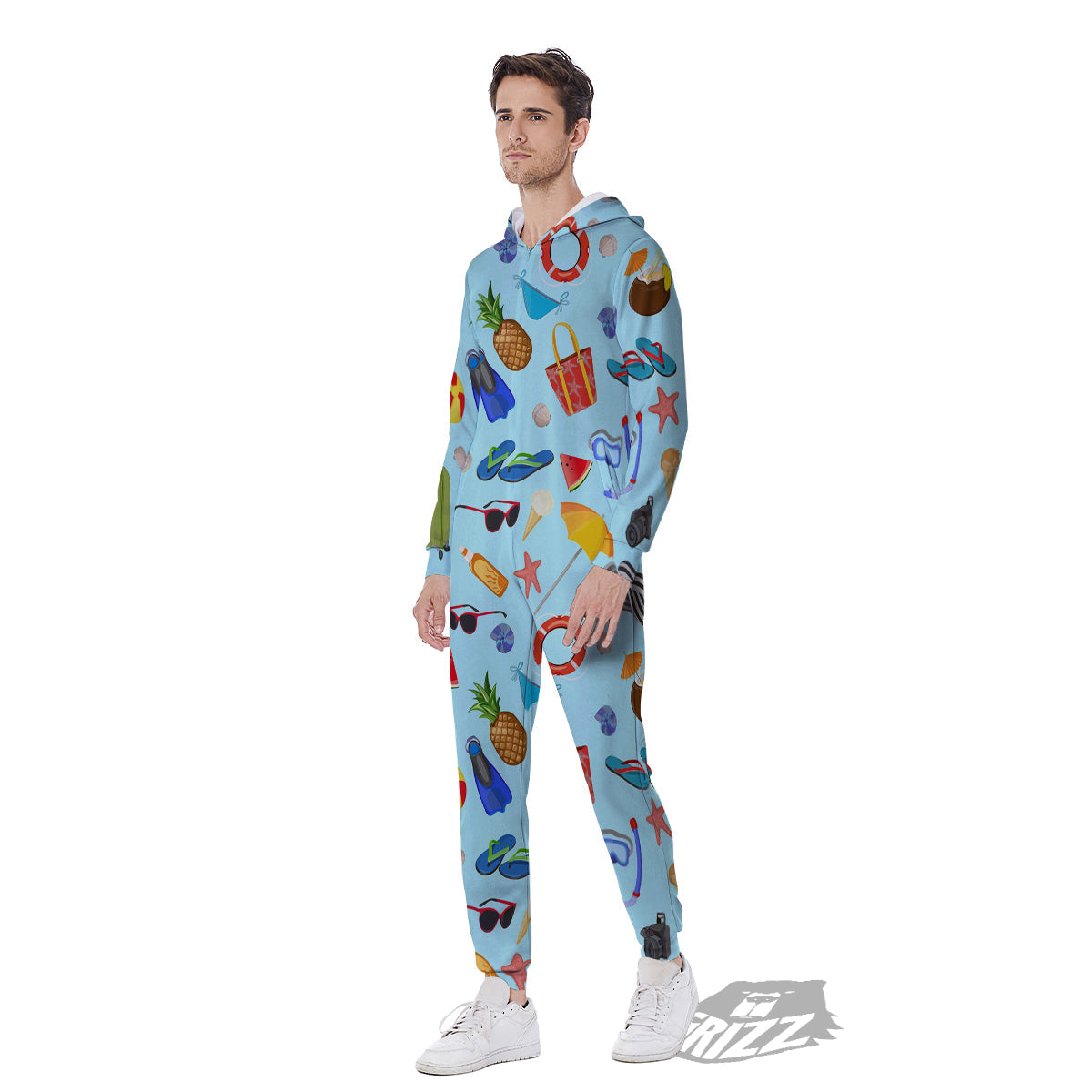 Summer Vacation Travel Print Pattern Men's Jumpsuit-grizzshop