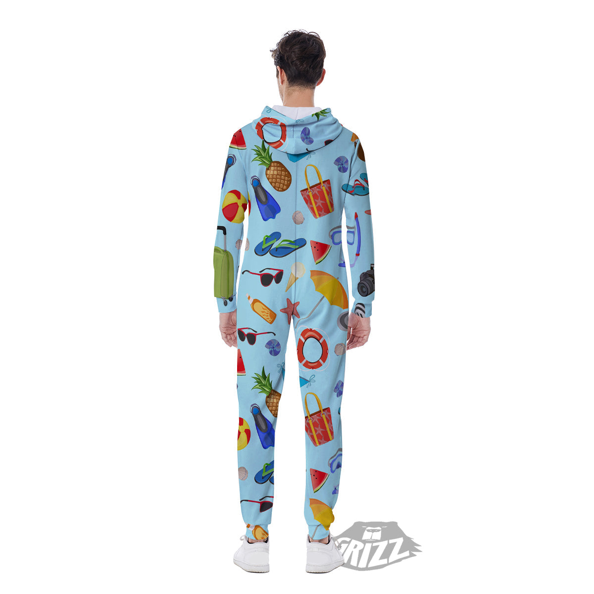 Summer Vacation Travel Print Pattern Men's Jumpsuit-grizzshop
