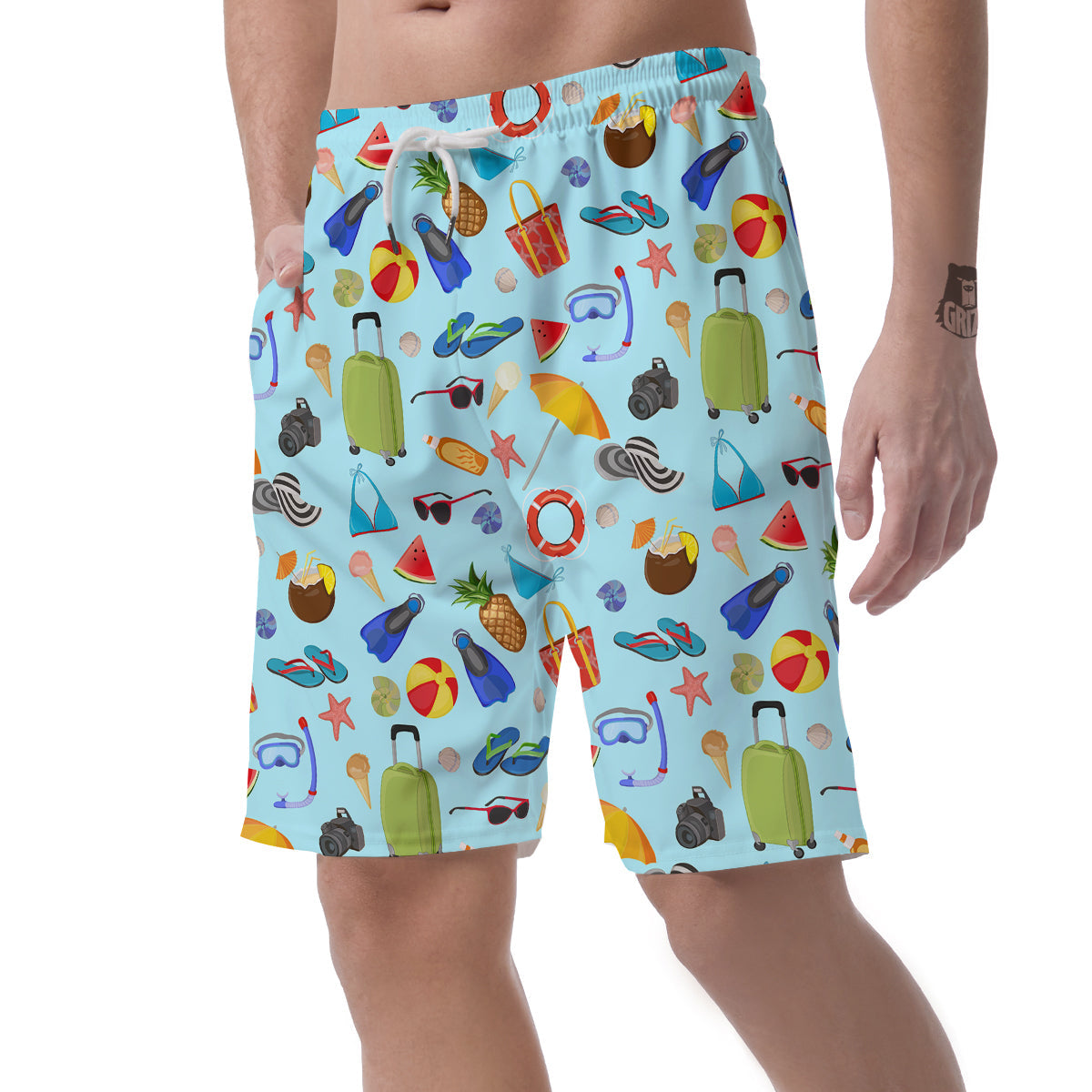 Summer Vacation Travel Print Pattern Men's Shorts-grizzshop