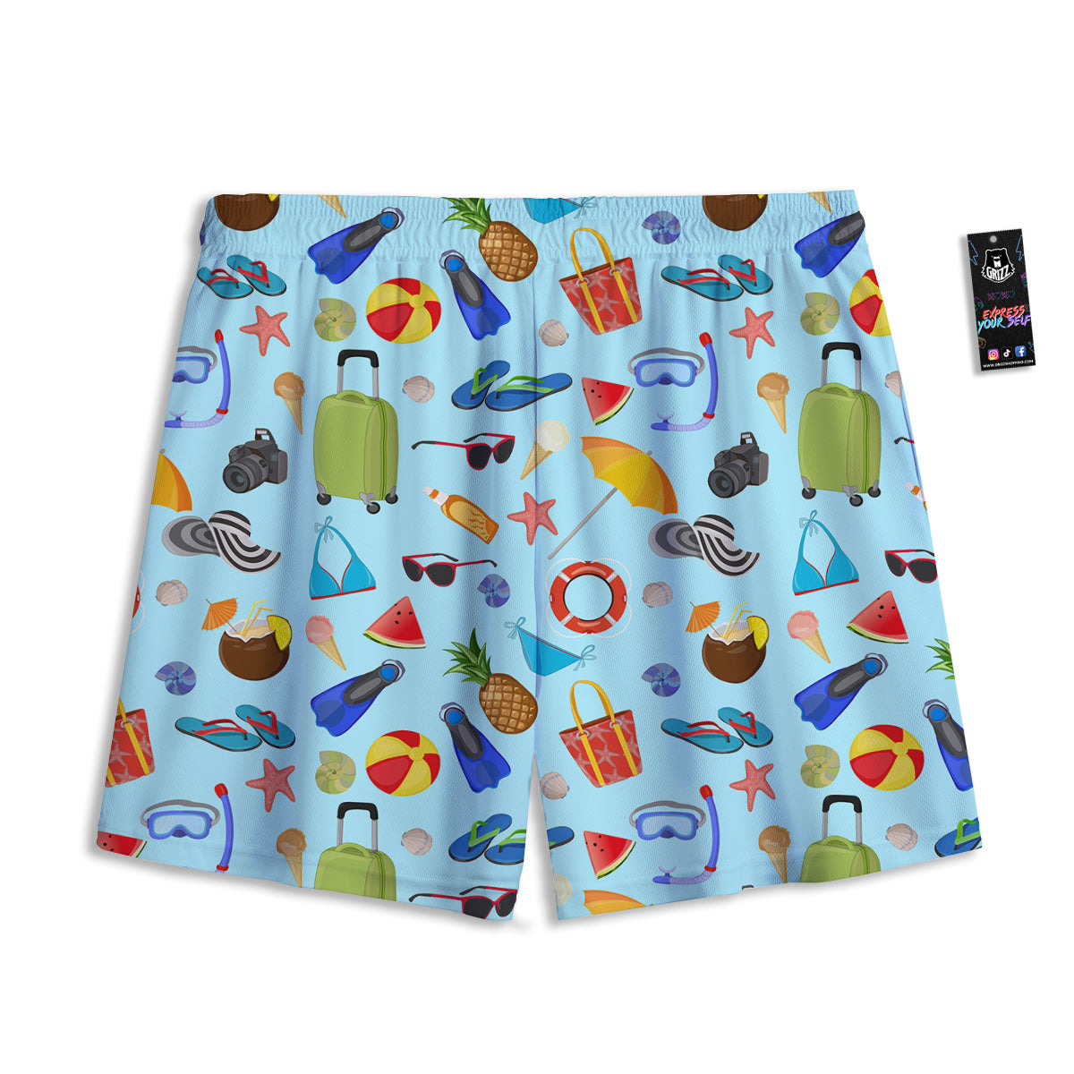 Star Of David Geometric Print Mesh Shorts