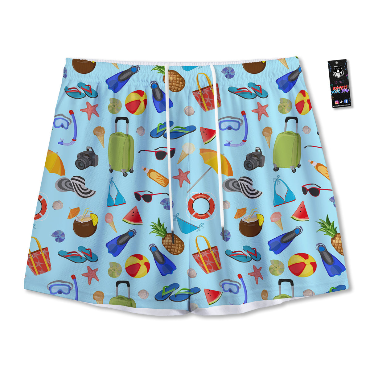 Star Of David Geometric Print Mesh Shorts