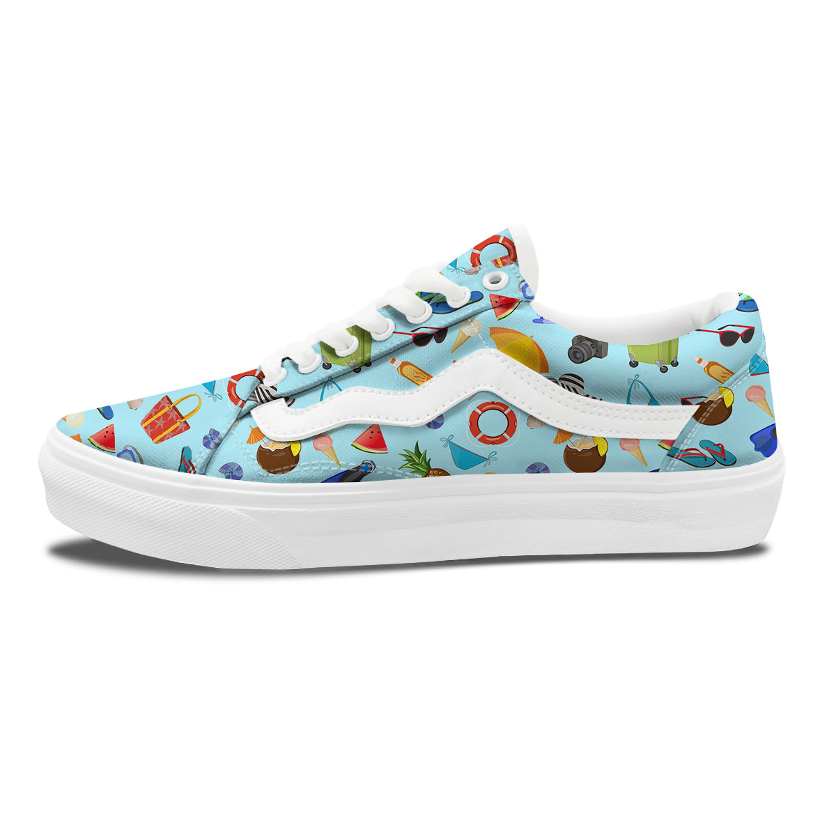 Summer Vacation Travel Print Pattern Skate Shoes-grizzshop