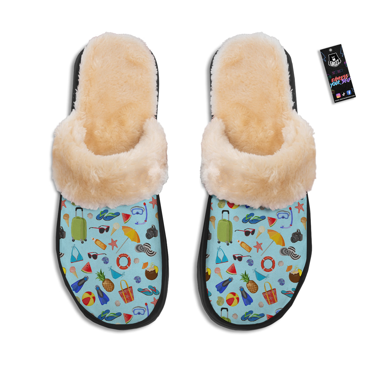 Summer Vacation Travel Print Pattern Slippers-grizzshop