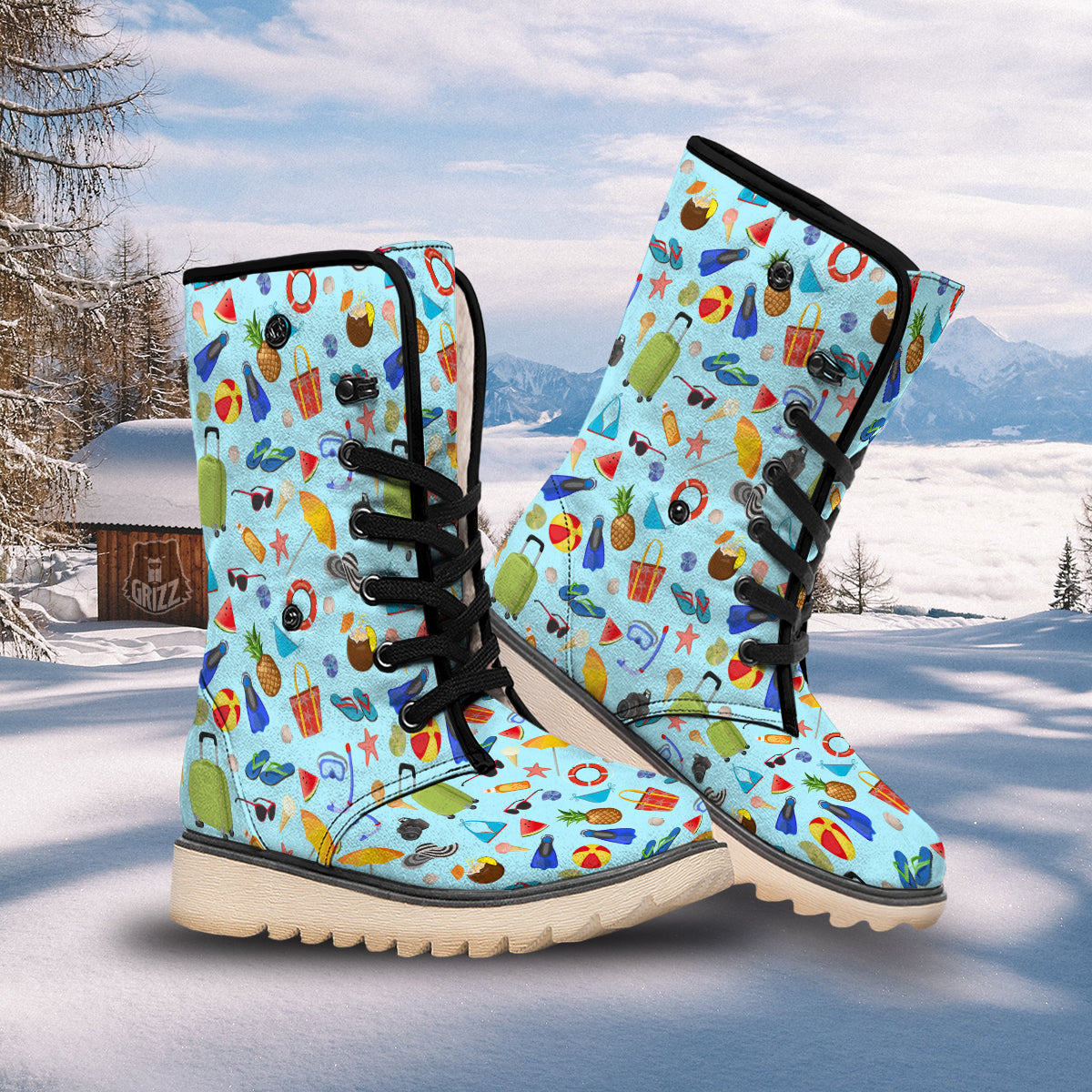 Summer Vacation Travel Print Pattern Snow Boots-grizzshop
