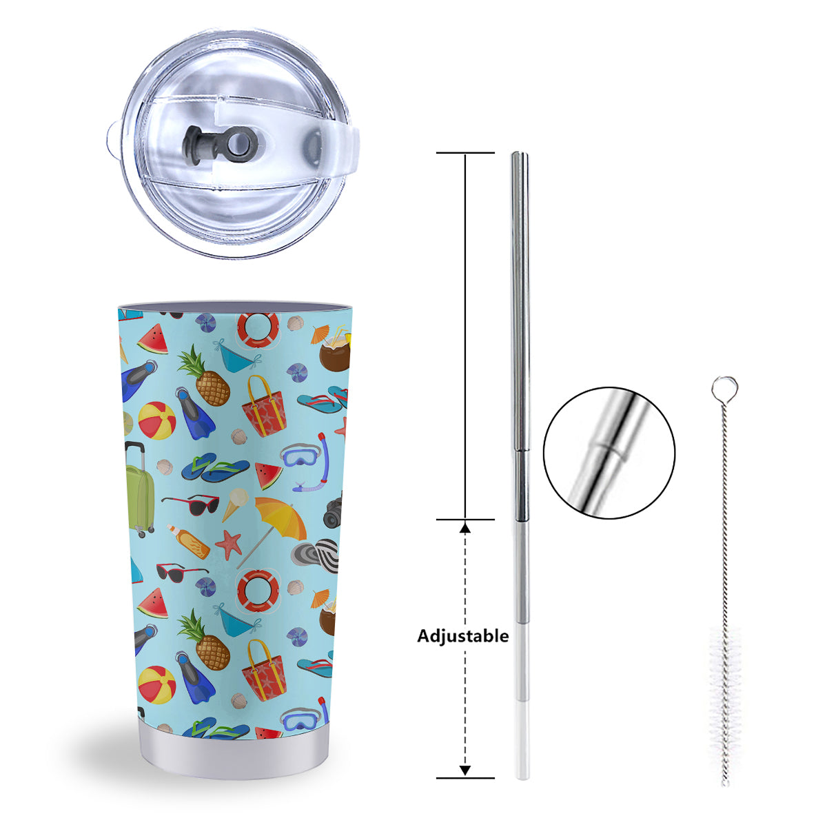 Summer Vacation Travel Print Pattern Tumbler-grizzshop