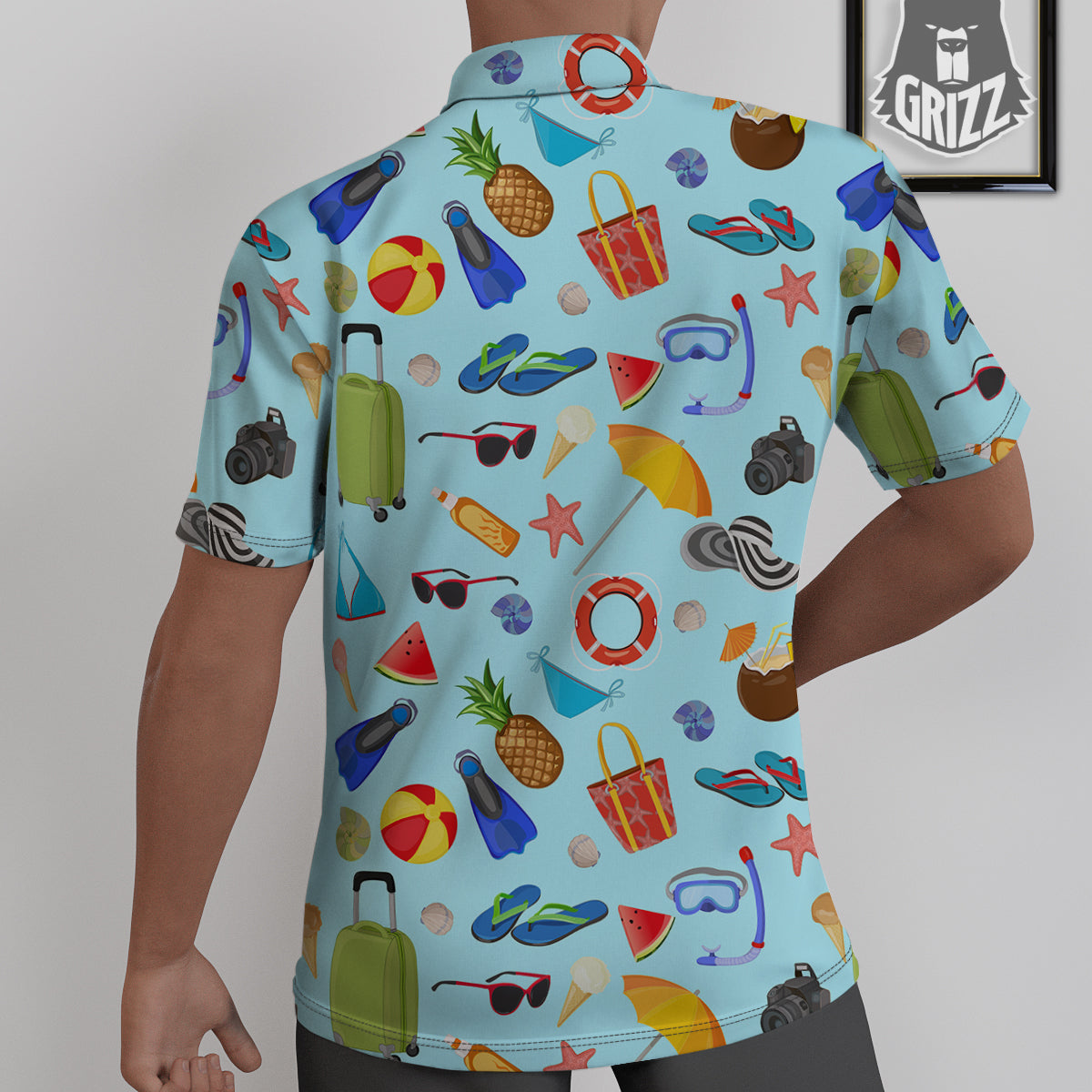 Summer Vacation Travel Print Pattern Untucked Shirts-grizzshop
