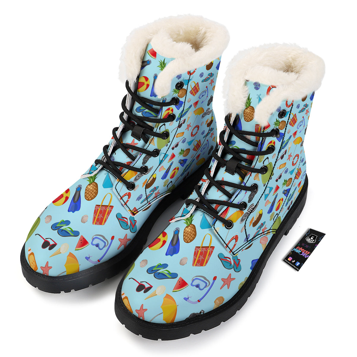 Summer Vacation Travel Print Pattern Winter Boots-grizzshop