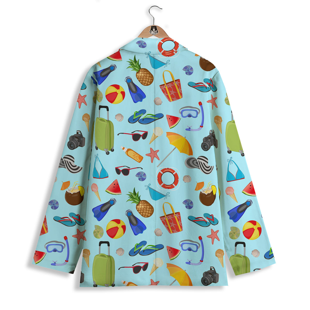 Summer Vacation Travel Print Pattern Women's Blazer-grizzshop