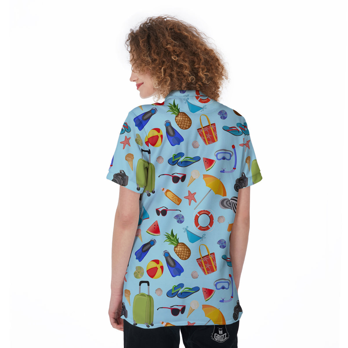 Summer Vacation Travel Print Pattern Women's Golf Shirts-grizzshop
