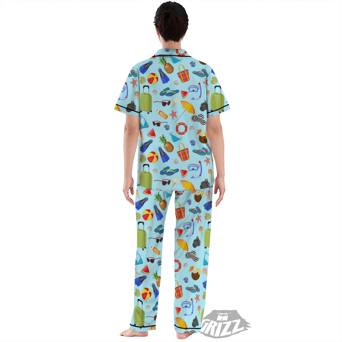 Summer Vacation Travel Print Pattern Women's Pajamas Set-grizzshop