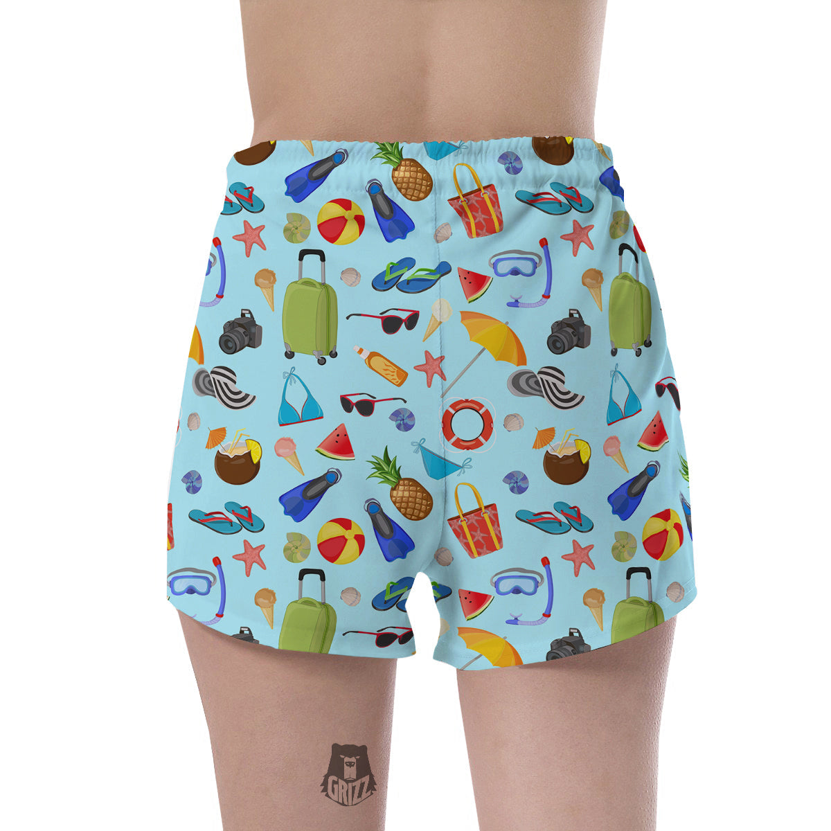 Summer Vacation Travel Print Pattern Women's Shorts-grizzshop