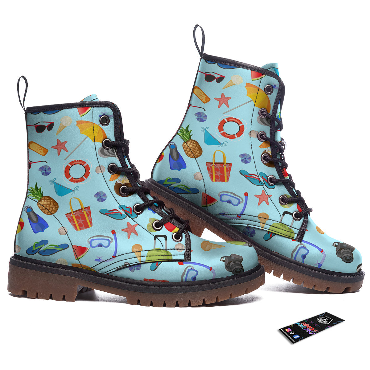 Summer Vacation Travel Print Pattern Work Boots-grizzshop