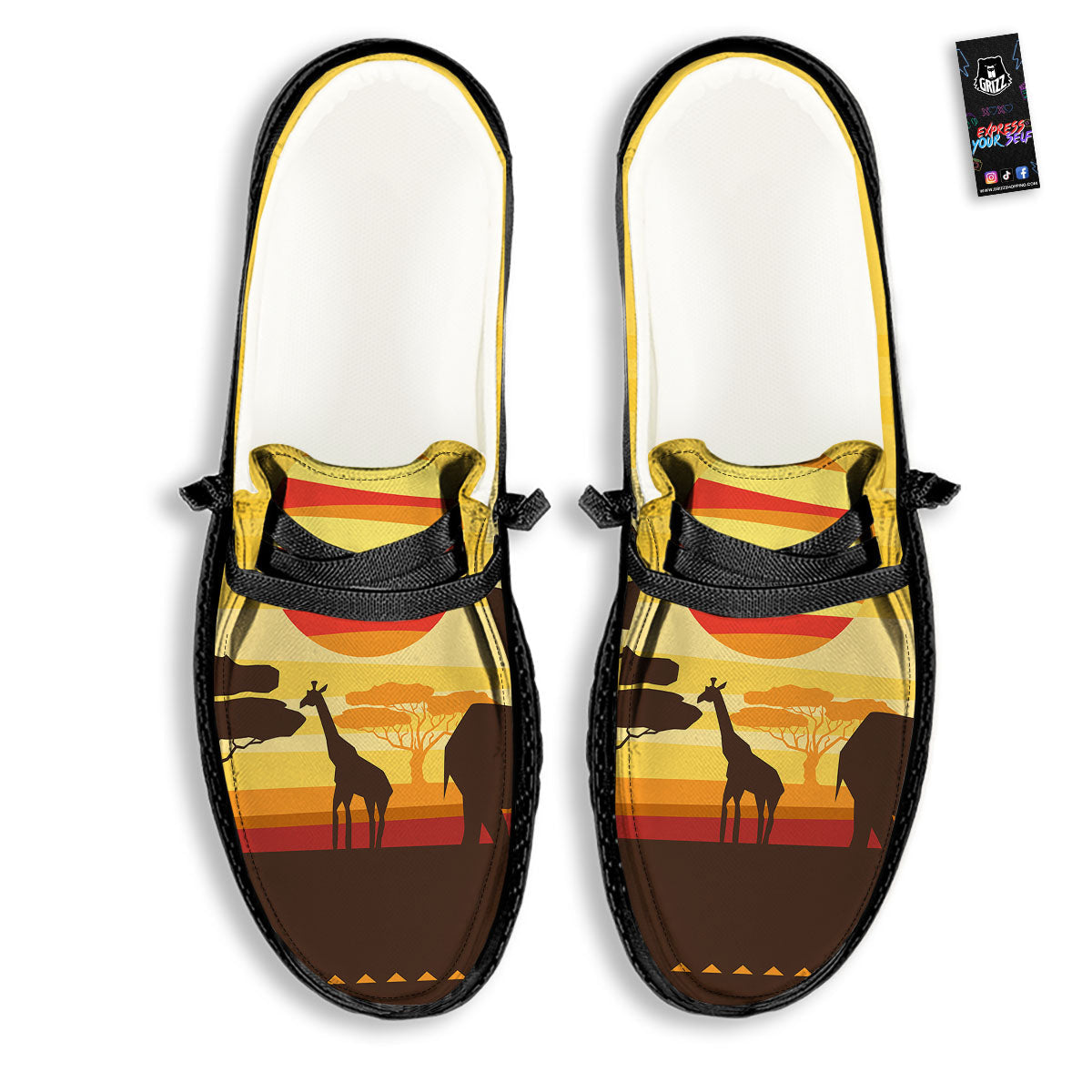 Sun African Print Black Loafers-grizzshop