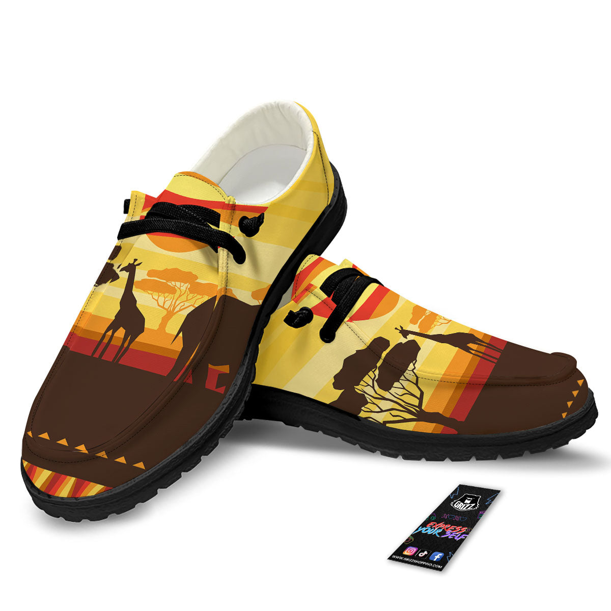 Sun African Print Black Loafers-grizzshop