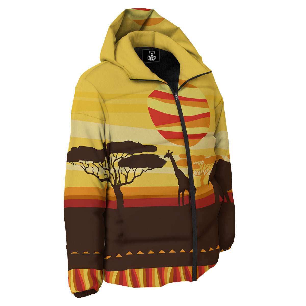 Sun African Print Down Jacket-grizzshop