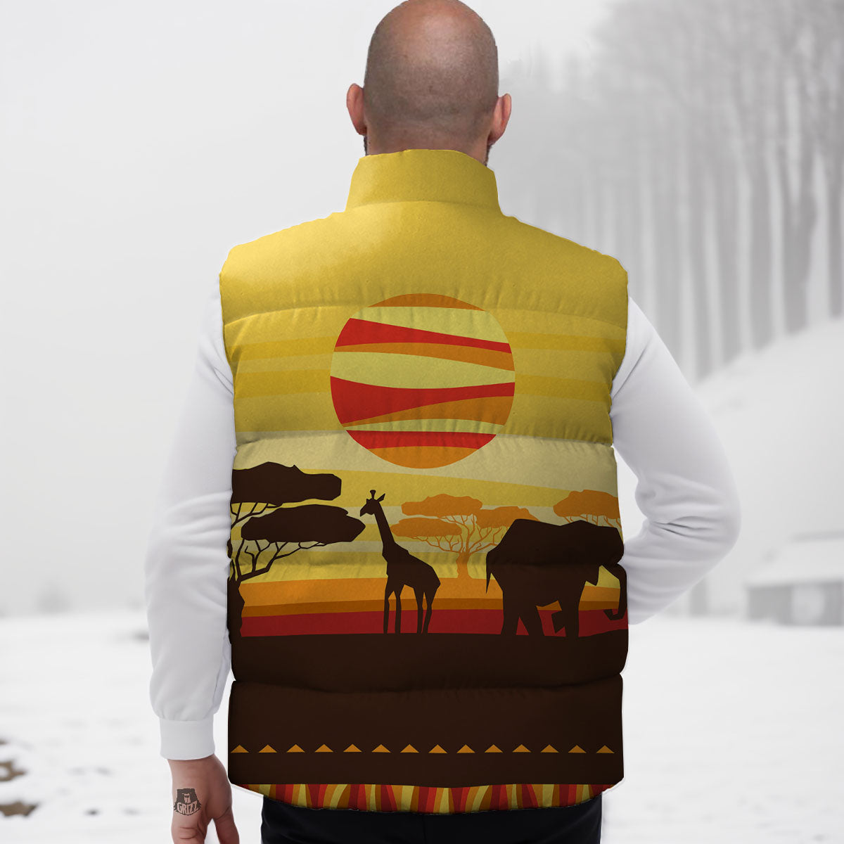 Sun African Print Down Vest-grizzshop