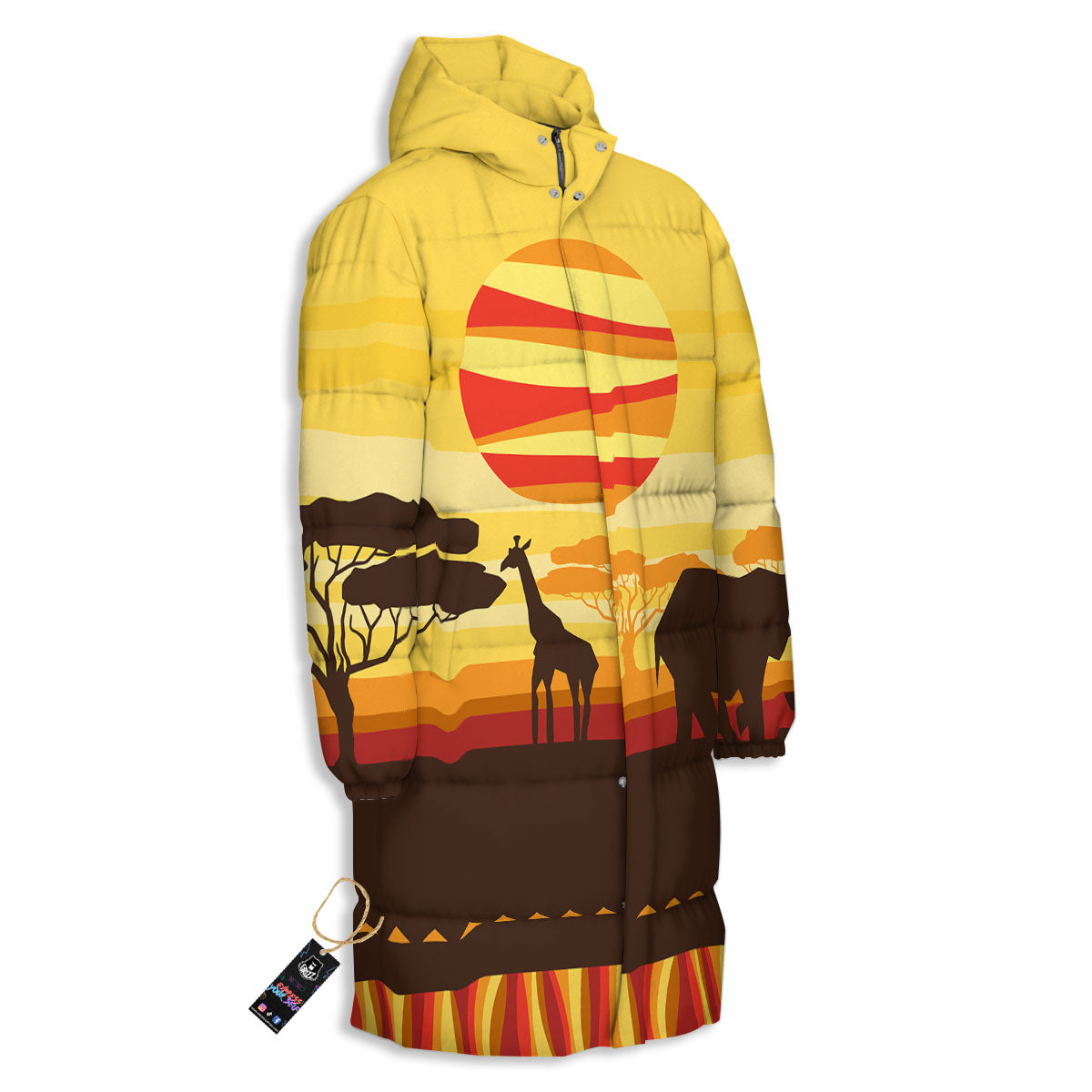 Sun African Print Long Down Jacket-grizzshop